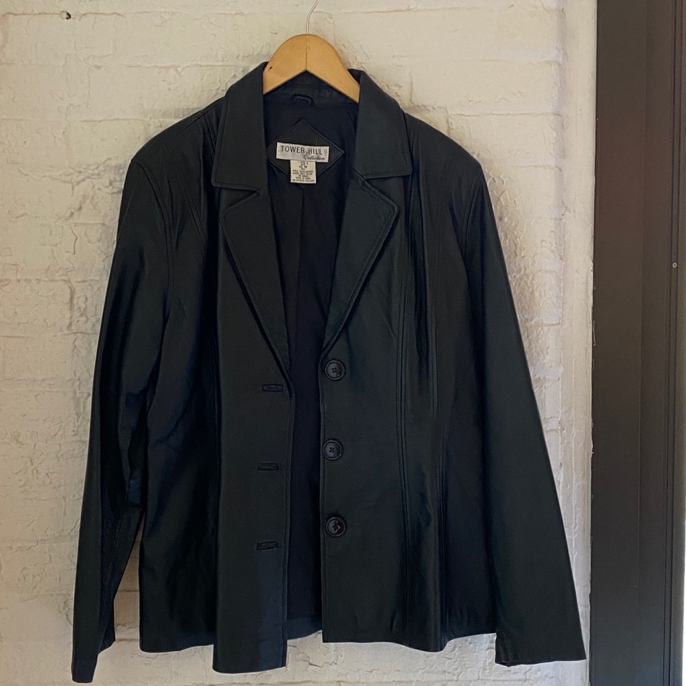 vintage Leather Oversized Blazer